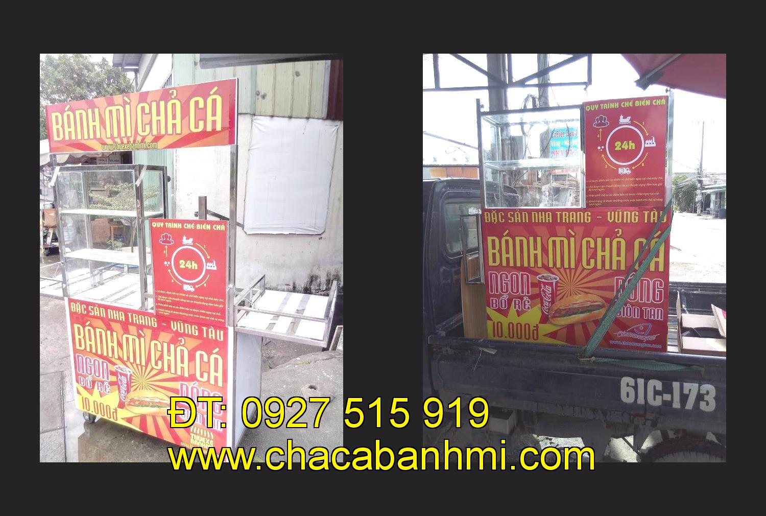 xe bánh mì chả cá inox tại tỉnh Bến Tre